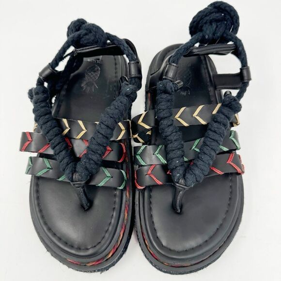 FARM RIO | Black Rope Strappy Flatform Sandals Made in Brazil Women’s Size US 8 - Picture 3 of 13